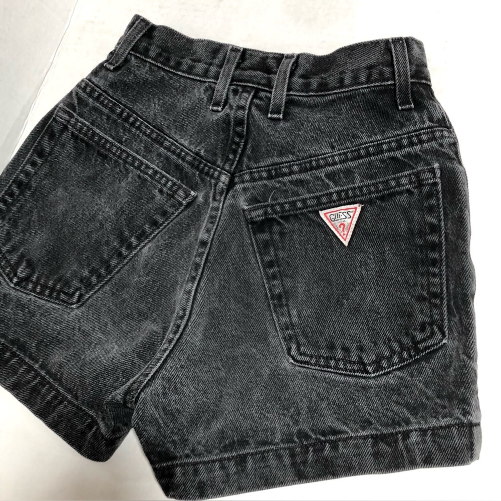 Guess Vintage 80,s Black High-Rise Denim Shorts - Picture 2 of 9